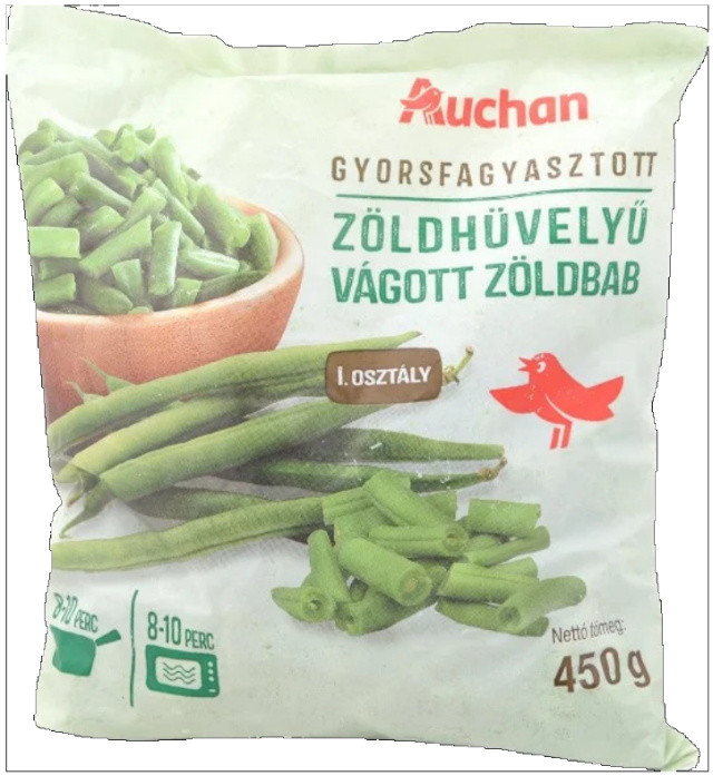 AUCHAN Gyorsfagyasztott zldhvely vgott zldbab, 450 g