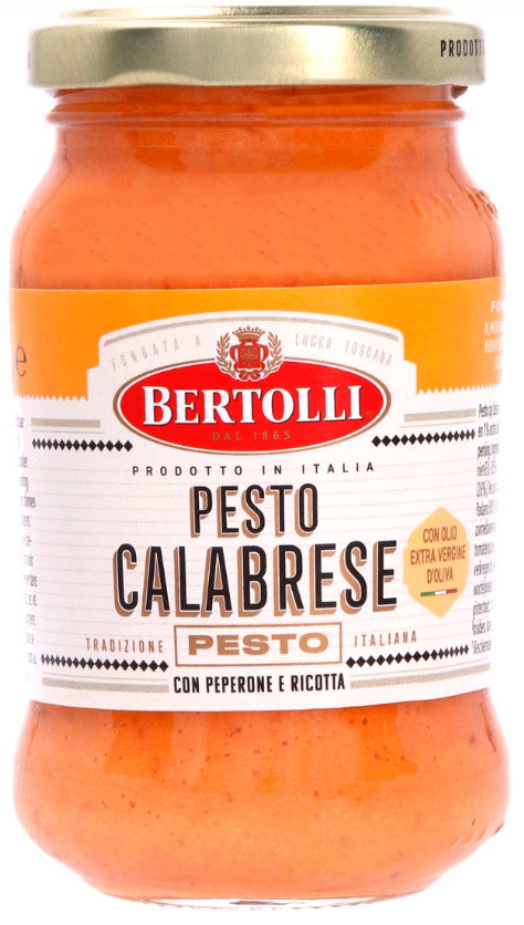Bertolli Pesto Calabrese szsz piros paprikval, ricottval s extra szz olvaolajjal, 185 g