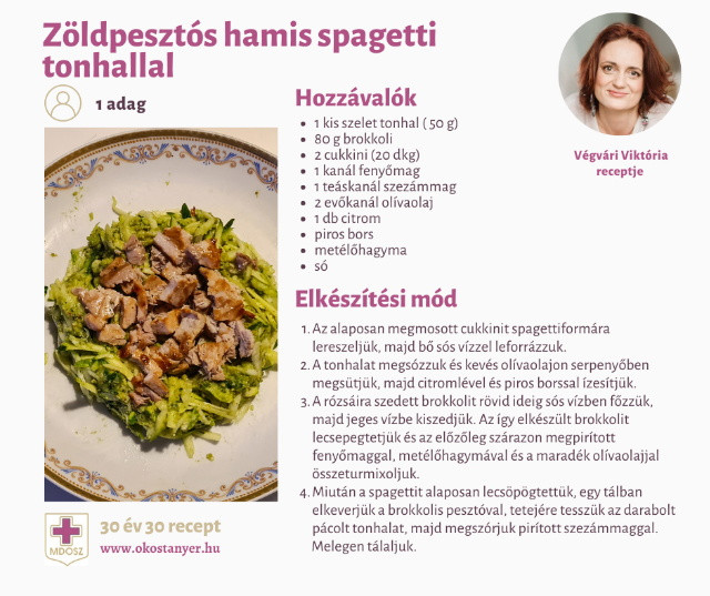 Vgvri Viktria receptje - Zldpeszts hamis spagetti tonhallal