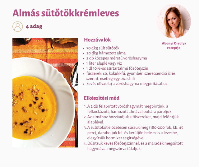 Almás sütőtökkrémleves recept