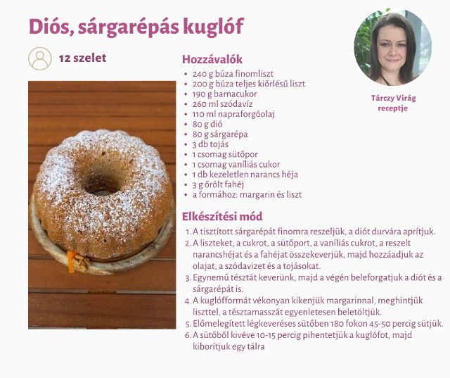 Diós, sárgarépás kuglóf recept