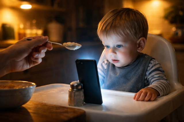 okostelefon etet�s k�zben