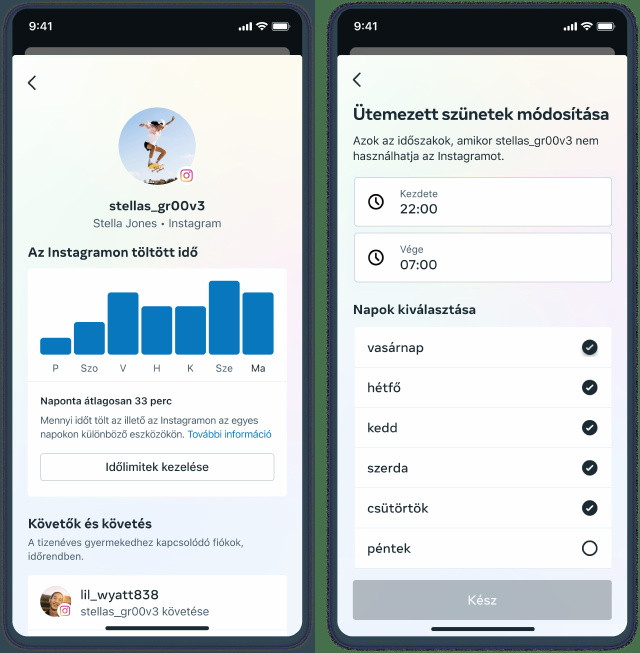 Szülői felügyelet - Instagramon töltött idő, szünet