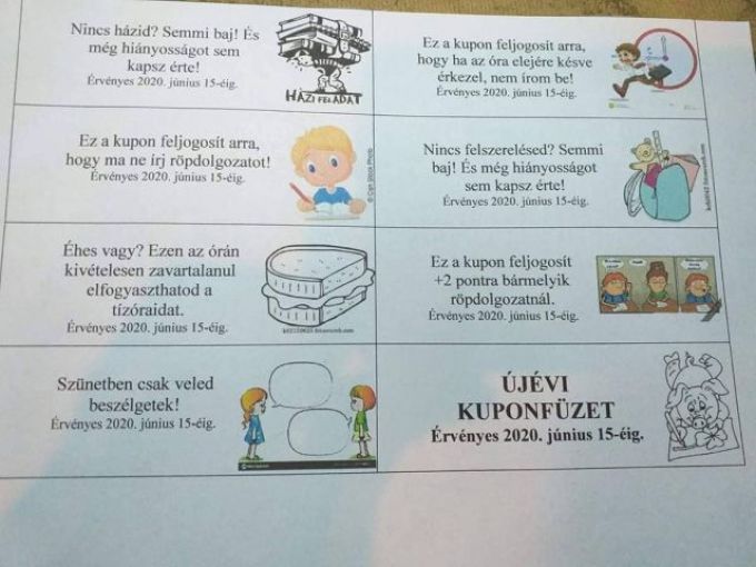 Szokatlan kuponokkal várta az új évben diákjait egy középiskolai tanár Szokatlan kuponokkal várta az új évben diákjait egy középiskolai tanár