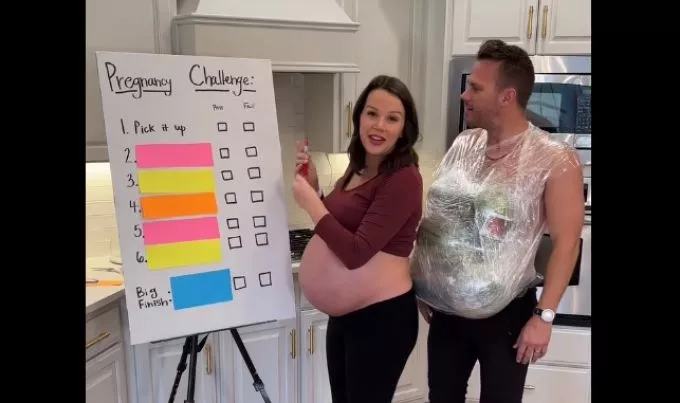 Kipróbálta egy férfi, milyen terhesnek lenni, megemelte a kalapját felesége előtt - videó
